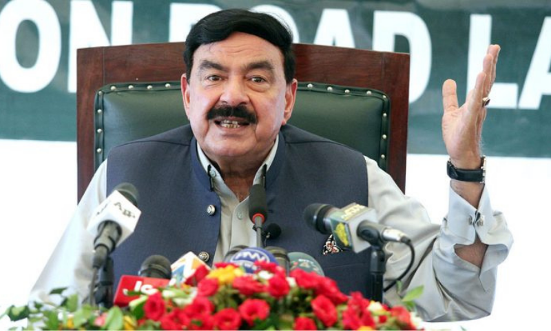 In this file photo, Interior Minister Sheikh Rashid Ahmed addresses a press conference in Rawalpindi. — APP