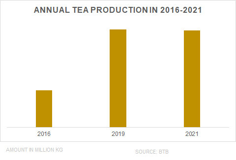 Tea production hits 96.50 million kg