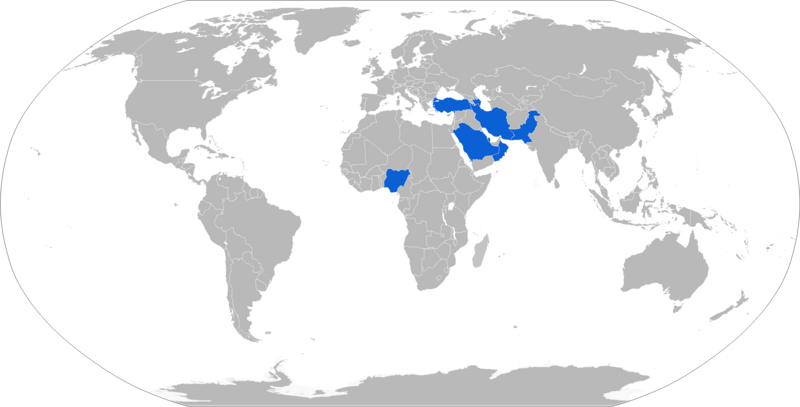 Map with military Super Mushshak operators in blue
