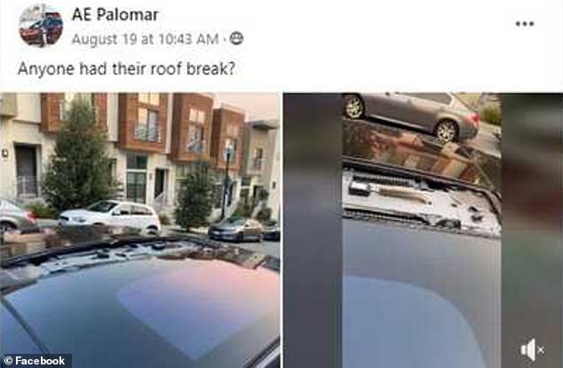 One Tesla owner posted an image on Facebook of his vehicle's damaged roof, asking: 'Anyone had their roof break?'