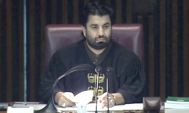 Deputy Speaker of the National Assembly Qasim Khan presided over the NA session on Monday. — Photo: DawnNewsTV