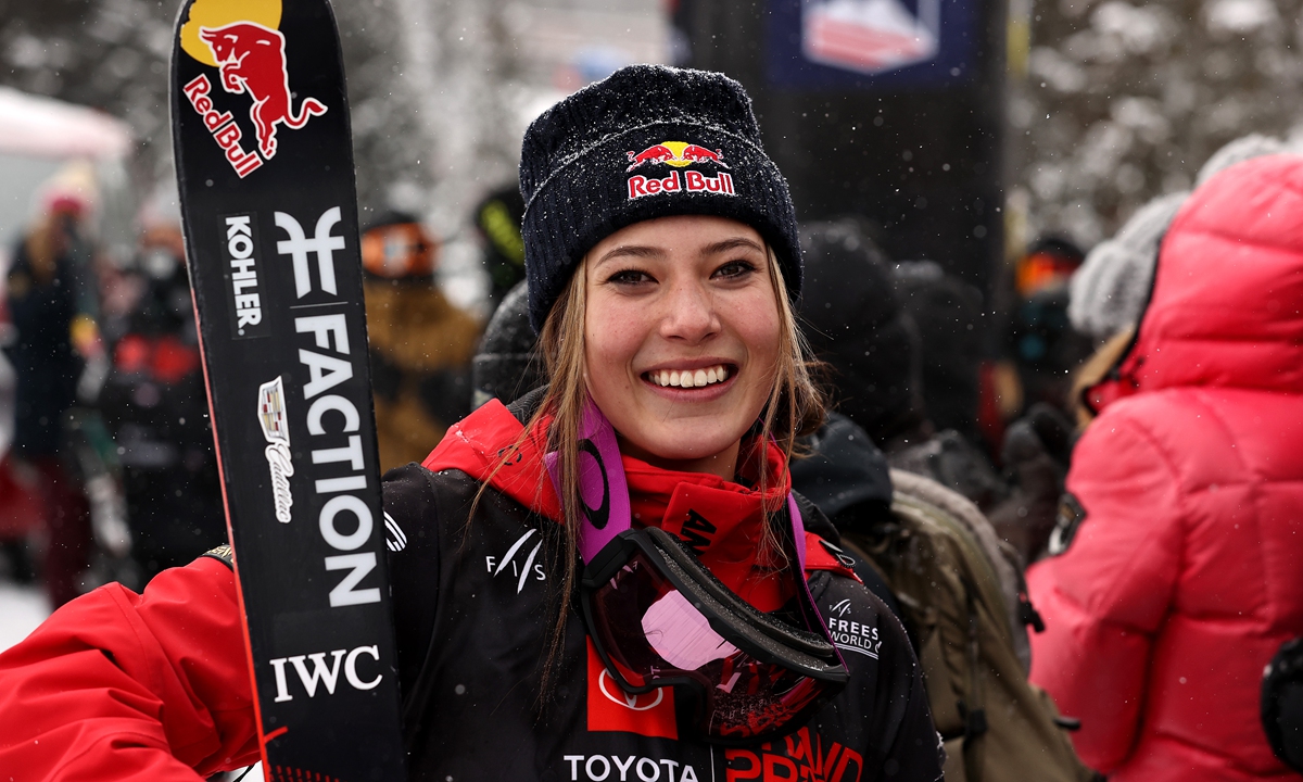 Gu Ailing looks on after winning the Women’s Freeski Halfpipe during the Toyota US Grand Prix on December 10, 2021 in Copper Mountain, Colorado. Photo: VCG