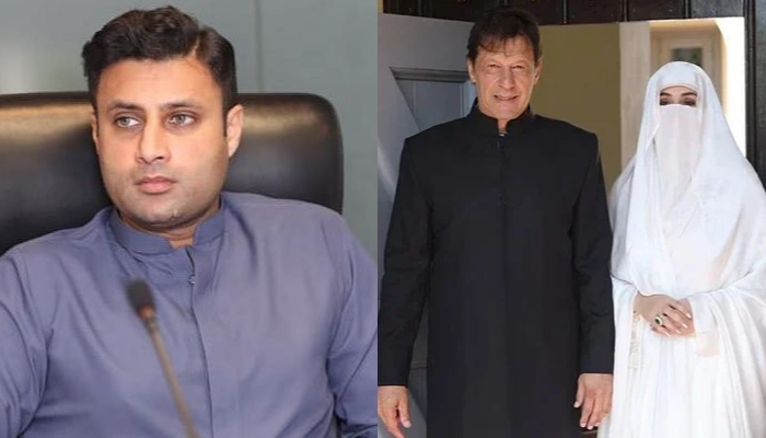 PTI leader Zulfi Bukhari and former prime minister Imran Khan and former first lady Bushra Bibi. — Twitter/File