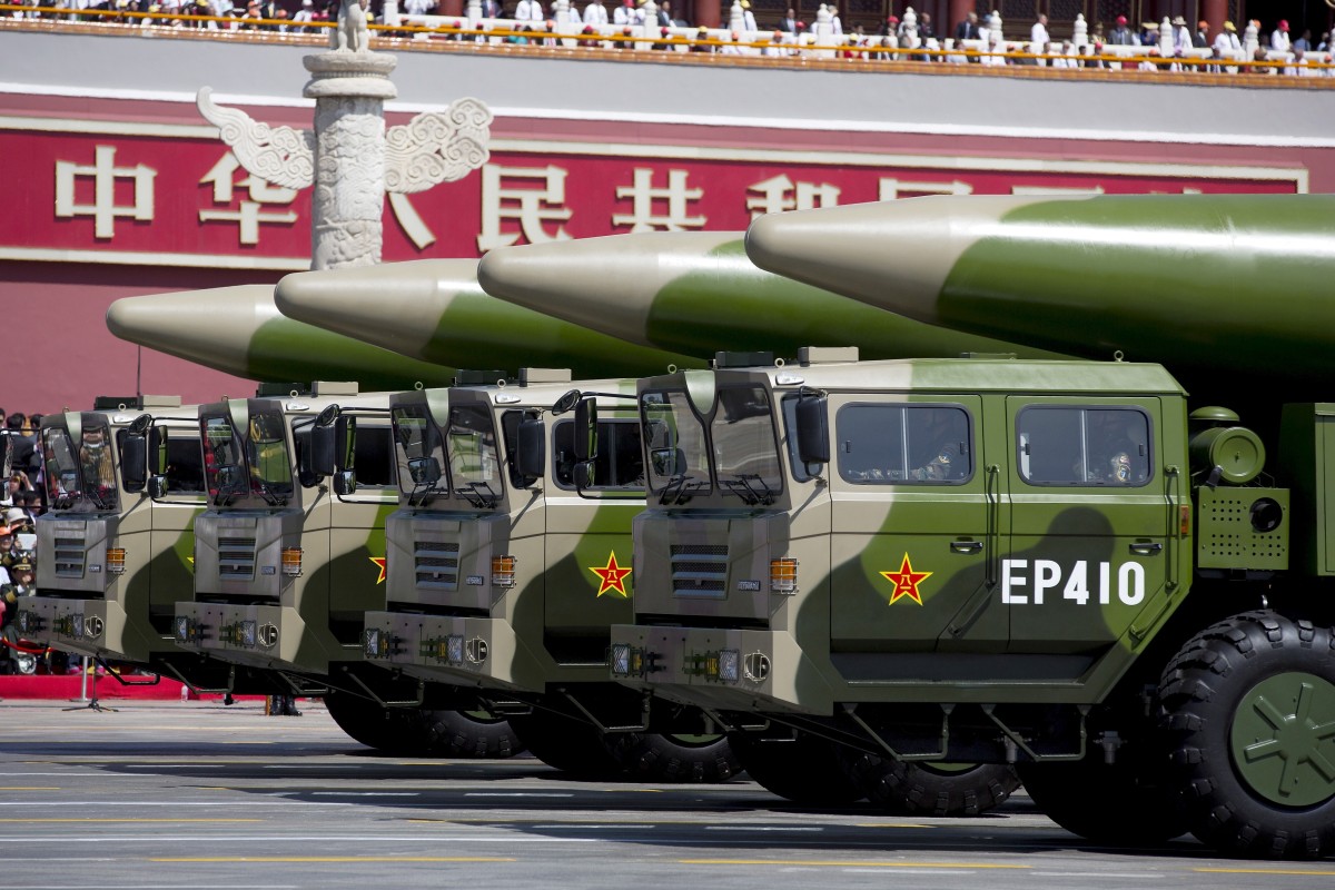 Military vehicles carrying DF-26 ballistic missiles take part in a parade to mark the 70th anniversary of the end of World War II in Beijing. Photo: Reuters