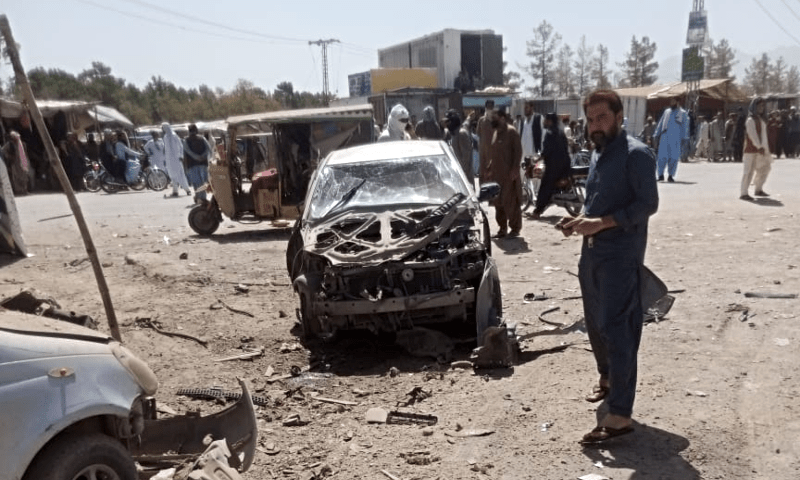 This photo shows damaged vehicles after a blast occurred near Surkhab Chowk in Balochistan’s Pishin district on Aug 24, 2024. — Photo via author