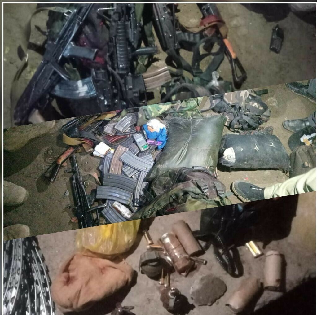  This photo combo, released on Oct 24, 2024, shows weapons, ammunition and explosives recovered during an IBO in Bajaur, KP. — via author