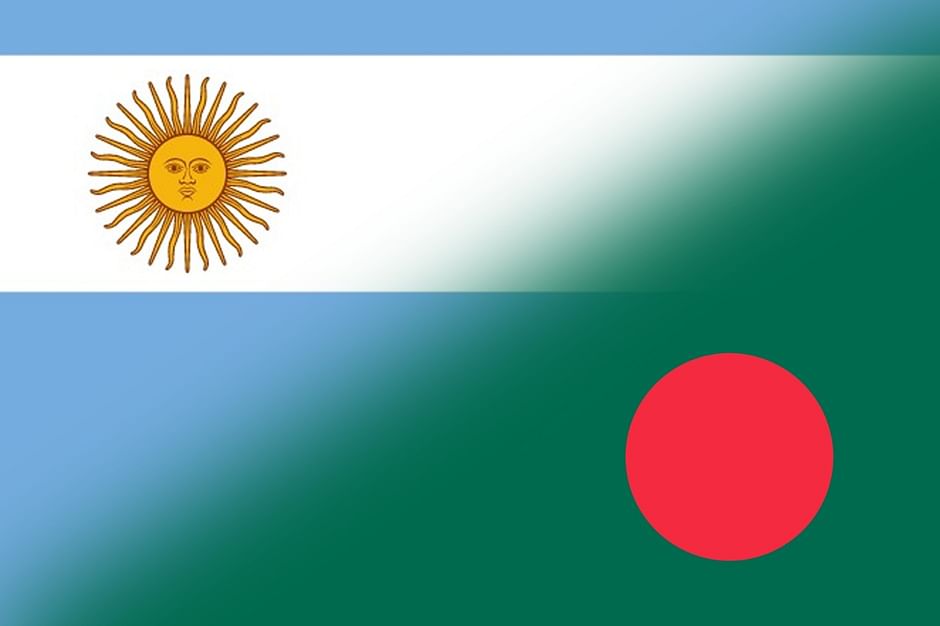 A combination of the flags of Bangladesh and Argentina