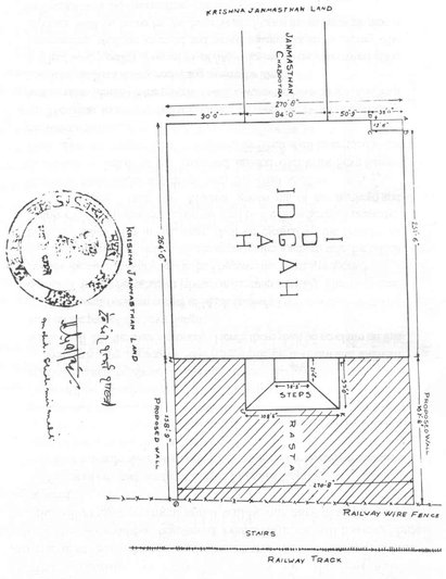 Map of the agreed new boundaries of the Idgah Masjid according to the 1968 settlement