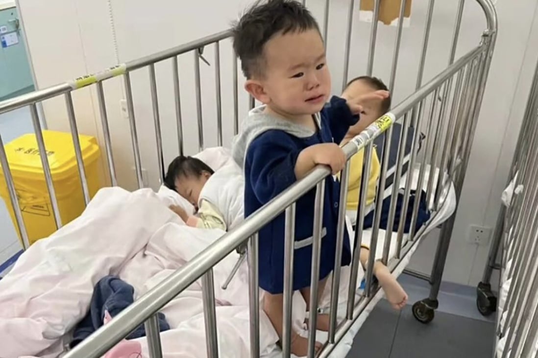 Footage emerged on the weekend of young children isolated in state-run wards at the Shanghai Public Health Clinical Centre. Photo: Twitter