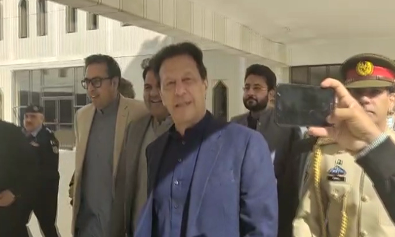 Prime Minister Imran Khan arrives at the Supreme Court after being summoned. — DawnNewsTV