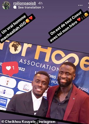 Cheikhou Kouyate also uploaded a picture of Gueye with words of support