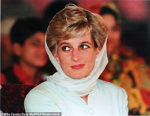 Royalty: Diana had met his family during her 1996 visit to Pakistan, a trip on which she wore a traditional shalwar kameez - baggy trousers paired with a flowing dress (pictured that year)