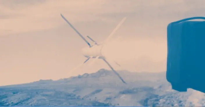 The Spike Non-Line-of-Sight missile is seen moments after leaving the launcher. (U.S. Army)