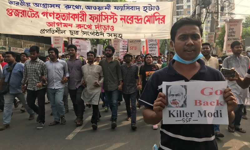 Bangladeshis shout slogans during a protest against the visit of Indian Prime Minister Narendra Modi in Dhaka, Bangladesh, Friday, March 19. — AP