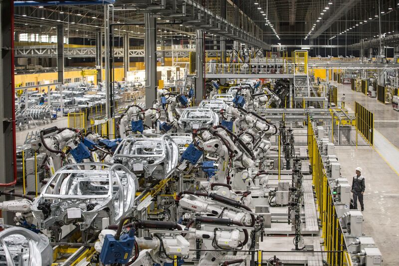 Inside a Vinfast factory in Haiphong, Vietnam. VinFast sold about 30,000 vehicles last year. 