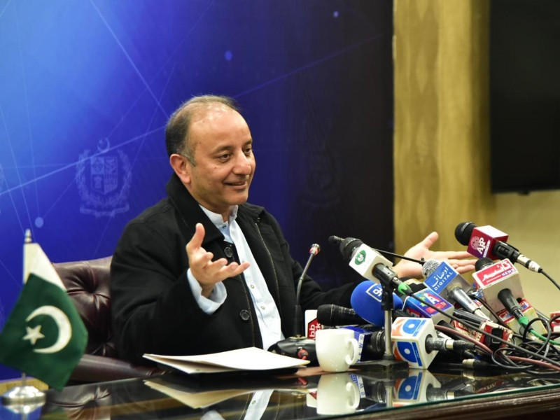 minister of state for petroleum dr musadik malik addressing a press conference in islamabad on december 5 2022 photo pid