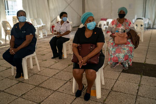 Registration for the Johnson & Johnson vaccine at the Charlotte Maxeke Johannesburg Academic Hospital, in South Africa, in March. South Africa has one of the lowest Covid-19 vaccination rates of any country.