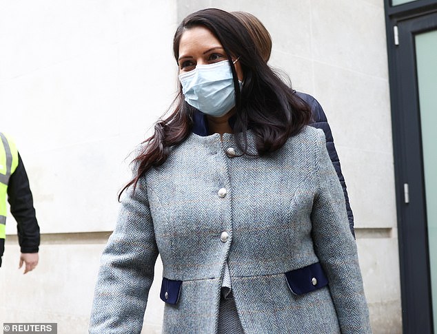 Khan and Rauf are now appealing against the decision by current Home Secretary Priti Patel (pictured above, on May 23 this year) to deport them