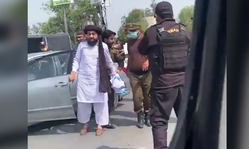 TLP chief Saad Rizvi being taken into custody in Lahore. — Screengrab