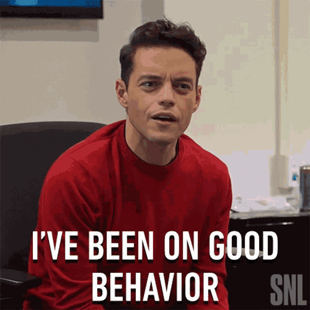 Ive Been On Good Behavior Rami Malek GIF - Ive Been On Good Behavior Rami Malek Saturday Night Live GIFs