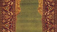 Muslim prayer rug, a protective object that is associated with prayer and symbolizes the sacred areas of the mosque, silk and wool rug from Turkey, 17th century; in the Staatsbibliothek, Berlin.