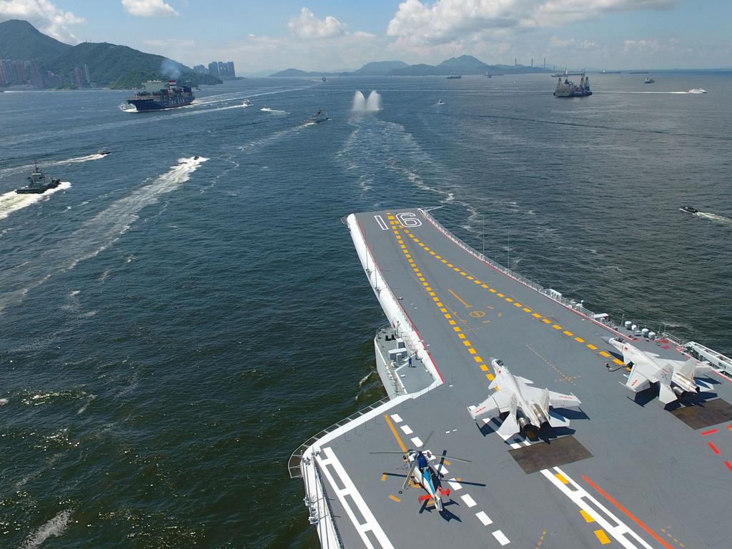 China first aircraft carrier, the Liaoning, leaves Hong Kong. Picture: Zeng Tao/Xinhua via Getty Images