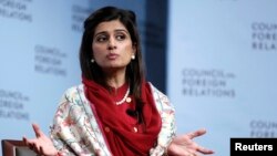 FILE - Hina Rabbani Khar, then Pakistan's minister for foreign affairs, speaks at the Council on Foreign Relations in New York, Jan. 16, 2013. Now her nation's deputy foreign minister, she said Jan. 25, 2023, that Pakistan and Russia are stressing the need for practical engagement with Afghanistan's Taliban rulers.