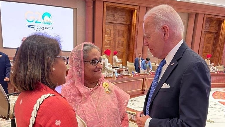 US President Joe Biden and Bangladesh PM Sheikh Hasina at G20 summit in New Delhi (photo courtesy: Bangladesh High Commission)