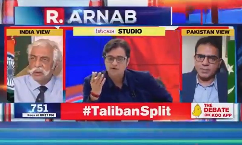 A screengrab from Indian anchor Arnab Goswami's programme 'The Debate'.