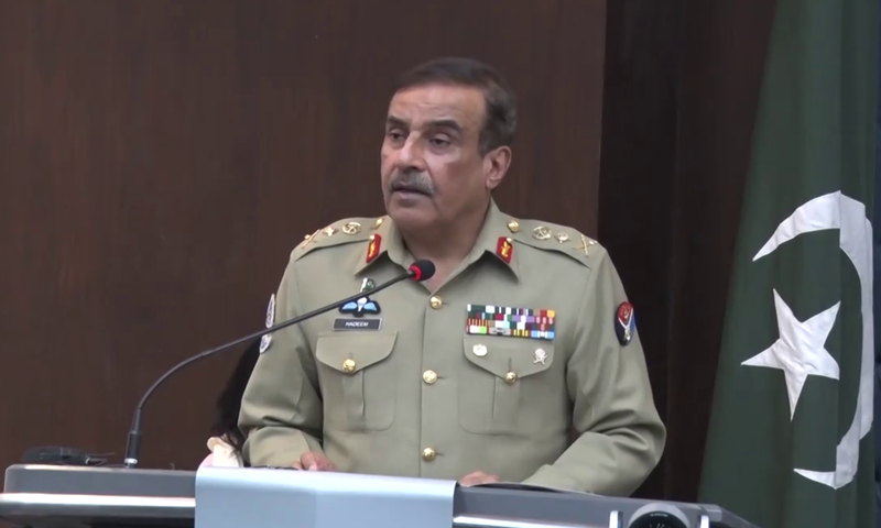 Chairman Joint Chiefs of Staff Committee (CJCSC) General Nadeem Raza speaking at a seminar in NUST, Islamabad. – Photo by ISPR