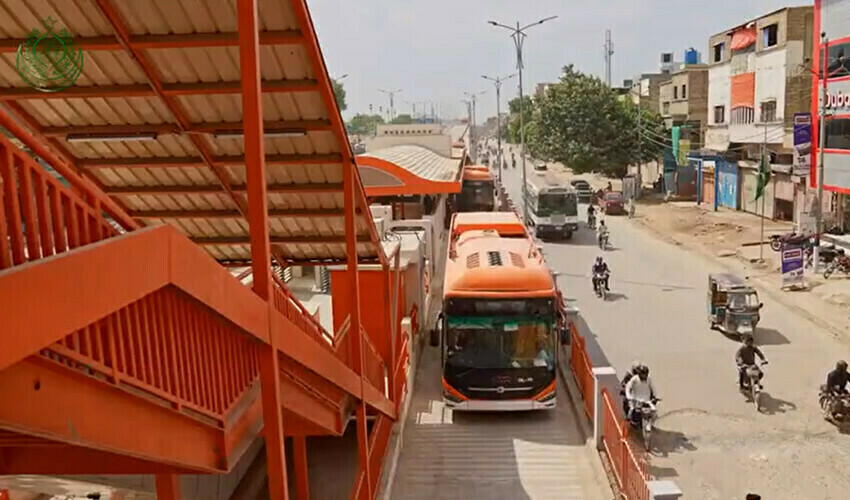 <p>The photo shows an Orange Line bus in Karachi. — Photo by Sindh Mass Transit Authority</p>
