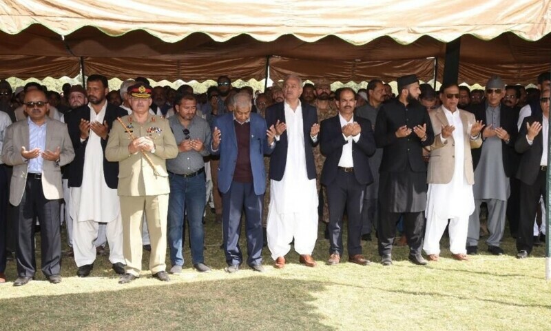 <p>Politicians as well as serving and retired military officials attended the funeral. — Photo courtesy: ISPR</p>