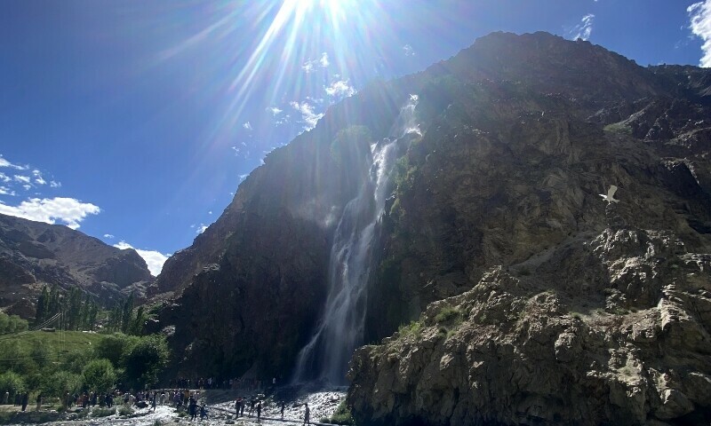  The Manthoka Waterfall in Kharmag district. 