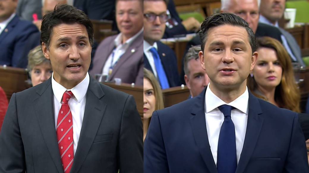 Click to play video: 'Poilievre claims Trudeau ‘panicked’ for ‘plummeting’ in polls over parliament’s summer break'