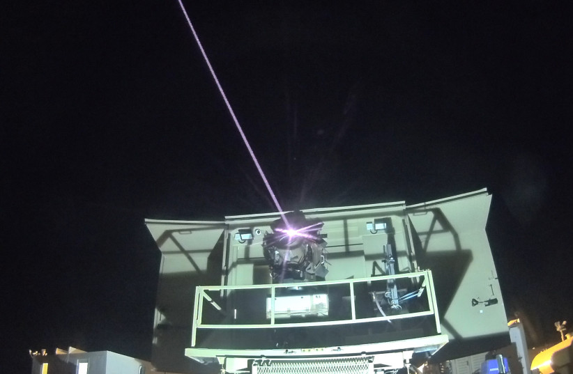 Israel's ground-breaking laser system experiment carried out in the south of the country by the Defense Ministry’s Directorate of Research and Development (DDR&D, or MAFAT in Hebrew) and Rafael Advanced Defense Systems. (photo credit: DEFENSE MINISTRY)