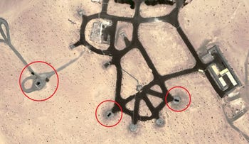 Two Barak launchers, in the United Arab Emirates, in a satellite photo from September.
