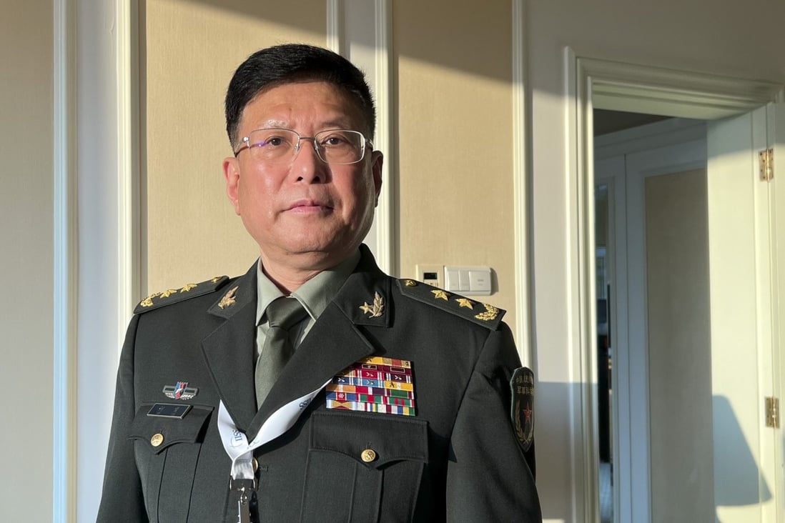 Lieutenant General He Lei at the Shangri-la Dialogue in Singapore. Photo: Minnie Chan