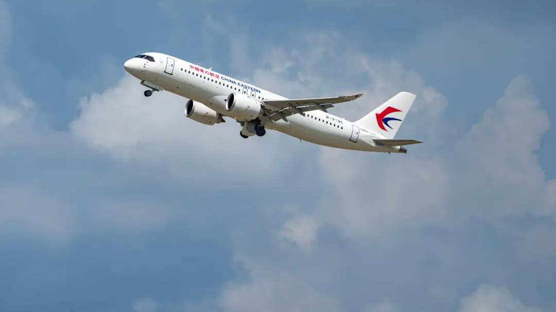 China's second domestically developed C919 narrow-body aircraft is delivered to China Eastern airlines, July 16, 2023. /CMG