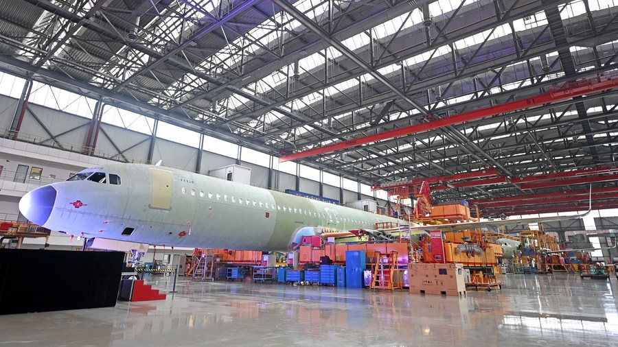 Airbus' final assembly line for the A320 family aircraft in north China's Tianjin Municipality, November 9, 2022. /Xinhua