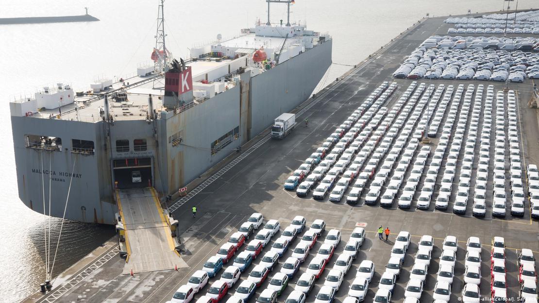 Car loading at the Bremerhaven port in Germany