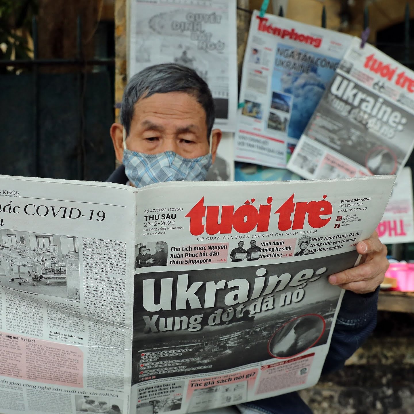 At a stall in Hanoi on Friday, a Vietnamese newspaper had a front-page story on the Russian invasion of Ukraine.