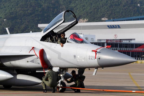 Pakistan already builds Chinese-designed JF-17 fighter jets, like this one. Under a secret proposal, Pakistan would also cooperate with China to build a new generation of fighters.