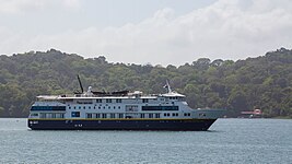 National Geographic Quest anchored off of the Smithsonian tropical Research Institute