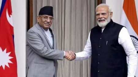 Nepal PM Pushpa Kamal Dahal met PM Modi in New Delhi in early June. Photo: Hindustan Times